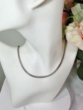 TRUE VINTAGE  Silver Braided WHEAT Chain Necklace w Extension. Excellent
